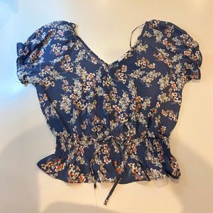 Sienna Sky Cropped Women's Boho Summer Floral Blouse/Dressy Top